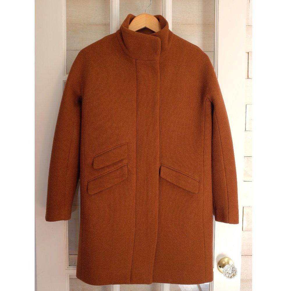 J Crew Cocoon Coat Heather Smoke Cocoa Stadium Cloth Size 2
